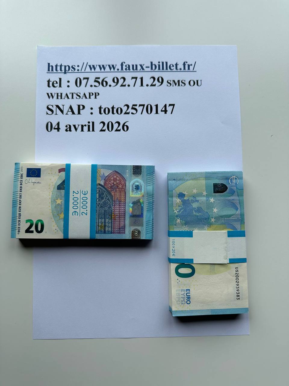 Accessoires billets pour clip vidéo et production audiovisuelle